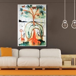 Salvador Dali Alice Canvas Print, Mad Tea Party Wall Art, Wonderland Wall Art Decor, Dali Lithograph Poster, Surreal Canvas Printable