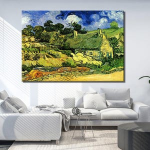 Van Gogh Thatched-Roof Houses Canvas Print: Cordeville Painting, Famous Art