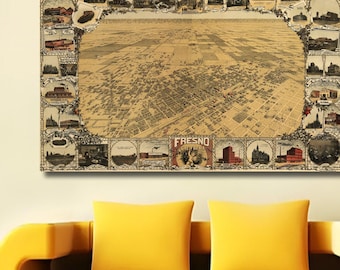 Lienzo con mapa vintage de EE. UU., arte mural retro americano, decoración con mapas con alfileres
