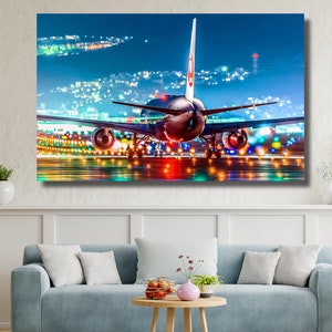 Sky Airbus luchtvaartmaatschappij canvas muurkunst ontwerp / POSTER of CANVAS KLAAR om op te hangen / Poster print decor voor thuis en kantoor decoratie kunst