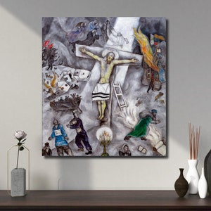 Marc Chagall,The White Crucifixion by Marc Chagall Canvas,Expressionism Poster,Ready To Hang,Marc Chagall Art Exhibition Poster,Museum Print
