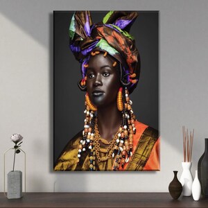African Woman Wall Art /African Woman Canvas Print / Black Woman Make Up Home Decor/ African American Home Decor /African Wall Decor Poster