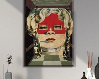 Impresión surrealista en lienzo de Mae West: Arte mural abstracto de Salvador Dalí