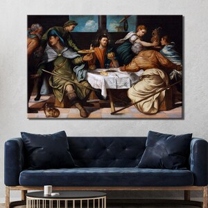 Tintoretto Painting The Supper at Emmaus Canvas Wall Art Fine Art Print Poster Religious Home Decor, Housewarming Gift, Home Decor Art