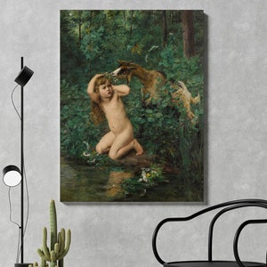 A Surprise 1879 by Virginie Demont Breton Canvas,Demont Breton Wall Art,Vintage Poster,Demont Breton,Ready To Hang,Demont Breton Canvas Art