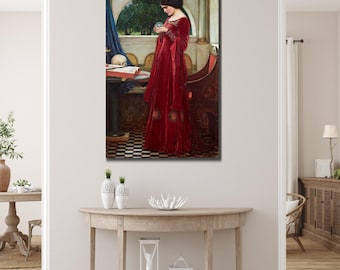 John William Waterhouse The Crystal Ball Canvas/Mythology Wall Art,Waterhouse Print,Poster Art Reproduction,Romanticism Art Print witch ball
