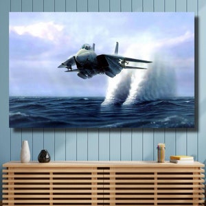 F-14 Military Plane Pattern Poster,F-14 Tomcat Fighter Jet Canvas Wall Art,Home Order Products Wall Art, F-14,Combat Aircraft Pattern Canvas