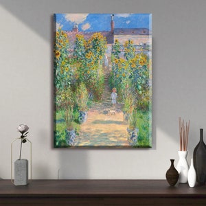 Claude Monet The Artist Garden at Vétheuil Canvas Wall Art,Monet Print Art,Monet Painting Art,Ready To Hang,Claude Monet Canvas,Monet Poster