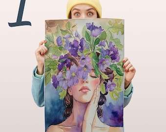 Dipingere i Numeri per Adulti,Fiori Farfalle Kit Pittura Numeri Fai da Te, per Bambini Principianti con Pittura Acrilica e Pennelli Paint by Numbers Tela Olio Decora la casa 50x65cm Senza Cornice