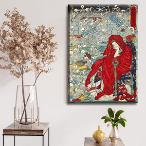 Kawanabe Kyosai Painting, Japanese Fine Art Print, Housewarming gift, Jigoku Dayu Canvas Wall Art Decor (Hell Courtesan), Home Decor Print