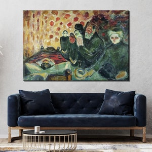 Edvard Munch&#39;s &#39;At the Deathbed&#39; Print Wall Art,Abstract Canvas Wall Decor,Symbolism,Museum Print,Munch Canvas Wall Art,Edvard Munch Poster
