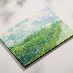 Green Wheat Fields, Auvers by Vincent van Gogh Famous Artwork Office Decor Home Decorations Gallery Wrapped Framed Canvas Print Wall Art