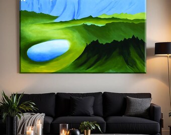 Georgia O'Keeffe Mountains and Lake Giclee Canvas Print - Framed Reproduction
