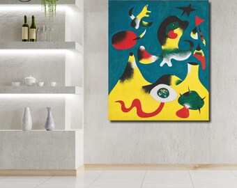 ジョアン・ミロの作品を描いたシュルレアリスムアートのプレート 絵画