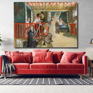 Carl Larsson Painting: A Day of Celebration Canvas Wall Art, Fine Art Print/Poster, Housewarming Gift, Giclee Gift Print, Wall Art Decor