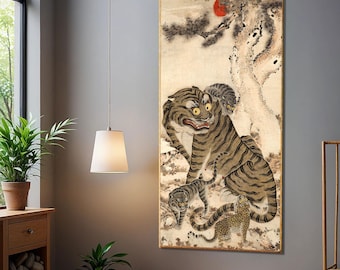 韓国美術：虎一家（1800年代後半） - ジクレー版画 - Etsy 日本
