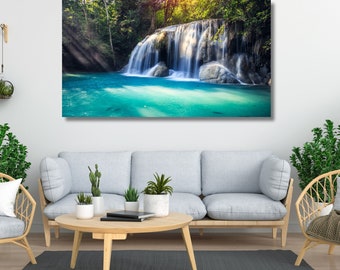 Waterfall Canvas Wall Art, Nature Scenery, 5-Piece Framed Print