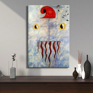 Joan Miro exhibition canvas poster - Head of a Catalan peasant - museum artist - art print - surrealism - offset litho - Home decor poster