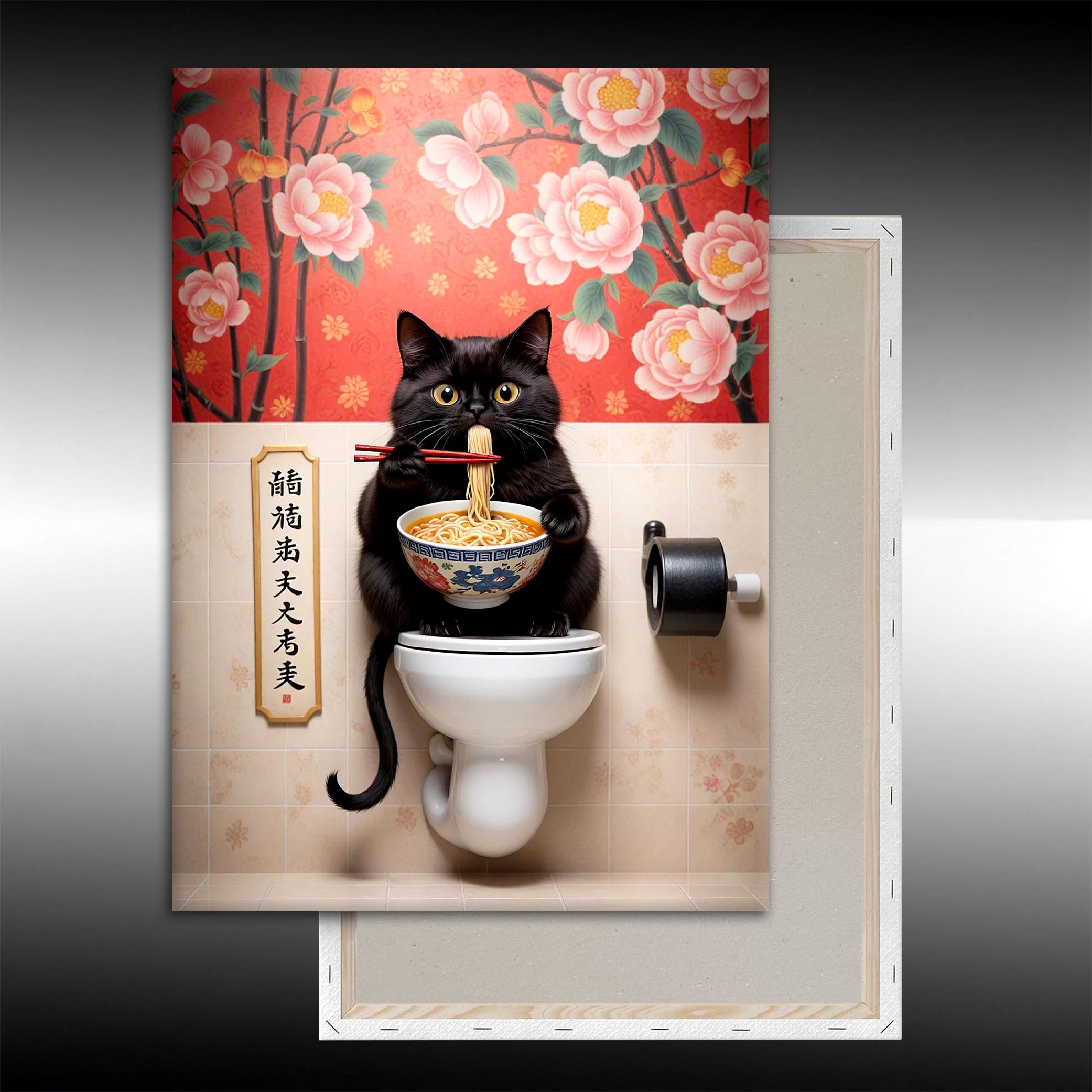 Black Cat Ramen Toilet Print: Funny Japanese Bathroom Wall Art - Etsy