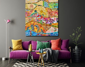 Gaudi Mosaic Canvas Art: Antoni Gaudí Style Wall Decor