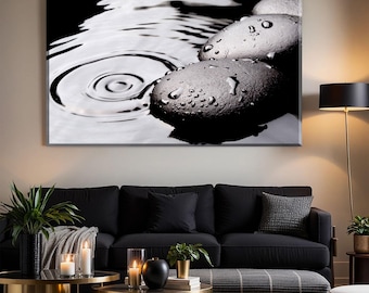 Zen Steine Leinwanddruck: Serene Spa Badezimmer Wandkunst