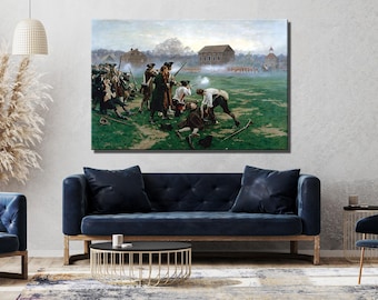 Battle of Lexington Canvas Print: William Barnes Wollen Painting, American Revolution Art