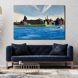 Blackwells Island Edward Hopper Druck, moderne Wandkunst, Edward Hopper Museum Gemälde, fertig zum Aufhängen der Leinwand, Hopper Wandkunst, Edward Hopper Druck