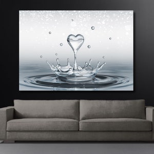 Water Drop Canvas Print|Fine Art Photography|Abstract Water Art|Water Drop and Splash|Water Splash|Heart Drop Water Portrait