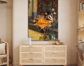John William Waterhouse In The Harem Canvas Print, Odalisque Art Poster, Pre Raphaelite Wall Decor