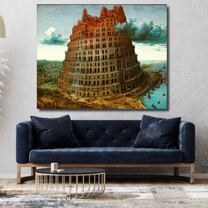 The Tower of Babel by Pieter Bruegel the Elder canvas Wall Art print, Pieter Bruegel Poster, Pieter Bruegel art, tower of babel art