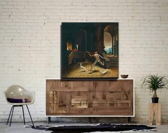Cuadro de Franz Sedlacek, El mago y el arlequín, lienzo enmarcado