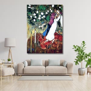 Marc CHAGALL Bride and Other Canvas Print Art,Exhibition Poster,Surrealism Wall Art,Gift,Chagall la Mariee Canvas Wall Art,Fine Art Print