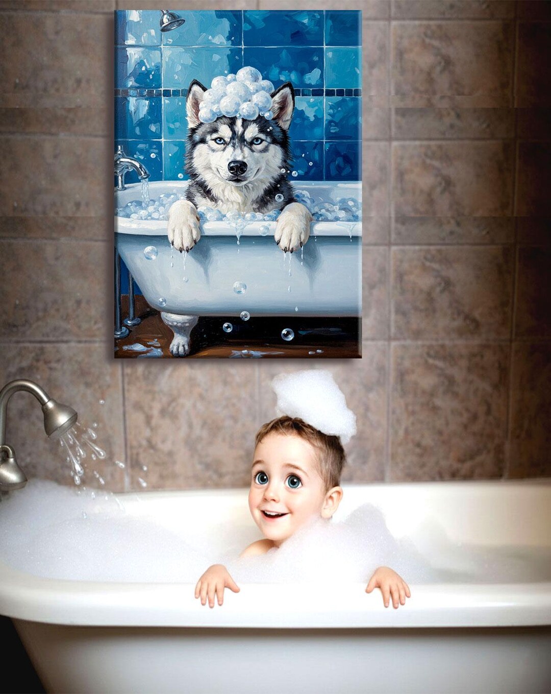 Wolves Bath Funny Wolf in Bathtub Canvas Print, Bathroom Wall Art - Etsy