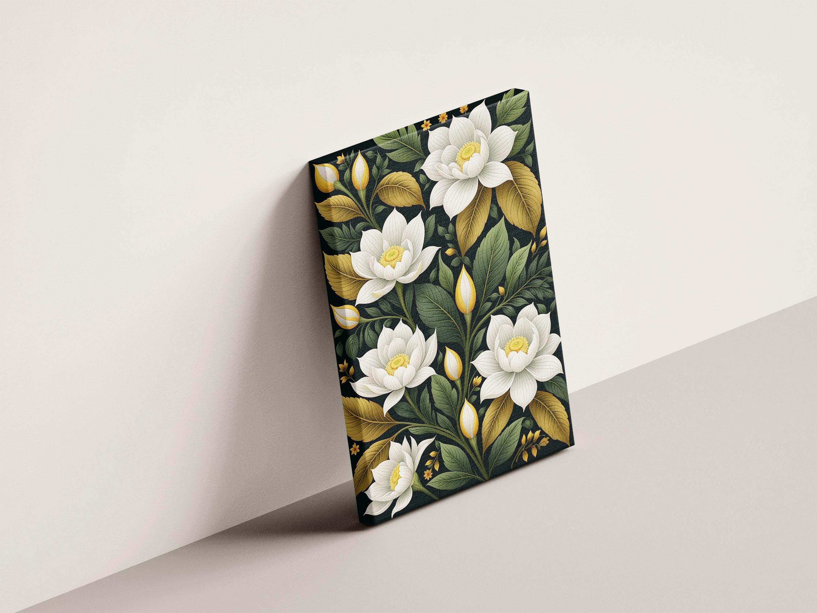 Golden Lotus Canvas Art Print: Elegant Floral Wall Decor - Etsy