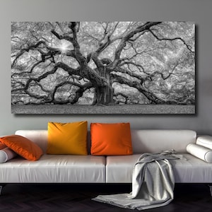 Big Angel Oak Tree Panoramic Canvas Art Tree Painting Oak Tree Nature Wall Art Charleston South Carolina Angel Oak Tree Print Tree Wall Art