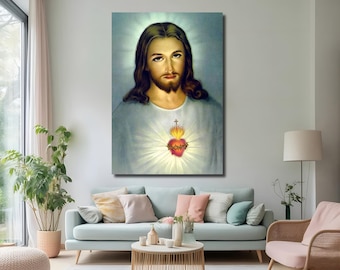 Canvaskunst Heilig hart van Jezus, religieuze print, Jezus-tentoonstellingsposter