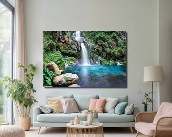 Island Waterfall Canvas Print: Nature Wall Art, Home & Office Decor