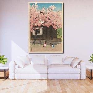 Hasui Kawase - Atagoyama in Spring Canvas Art: Japanese Cherry Blossom Print