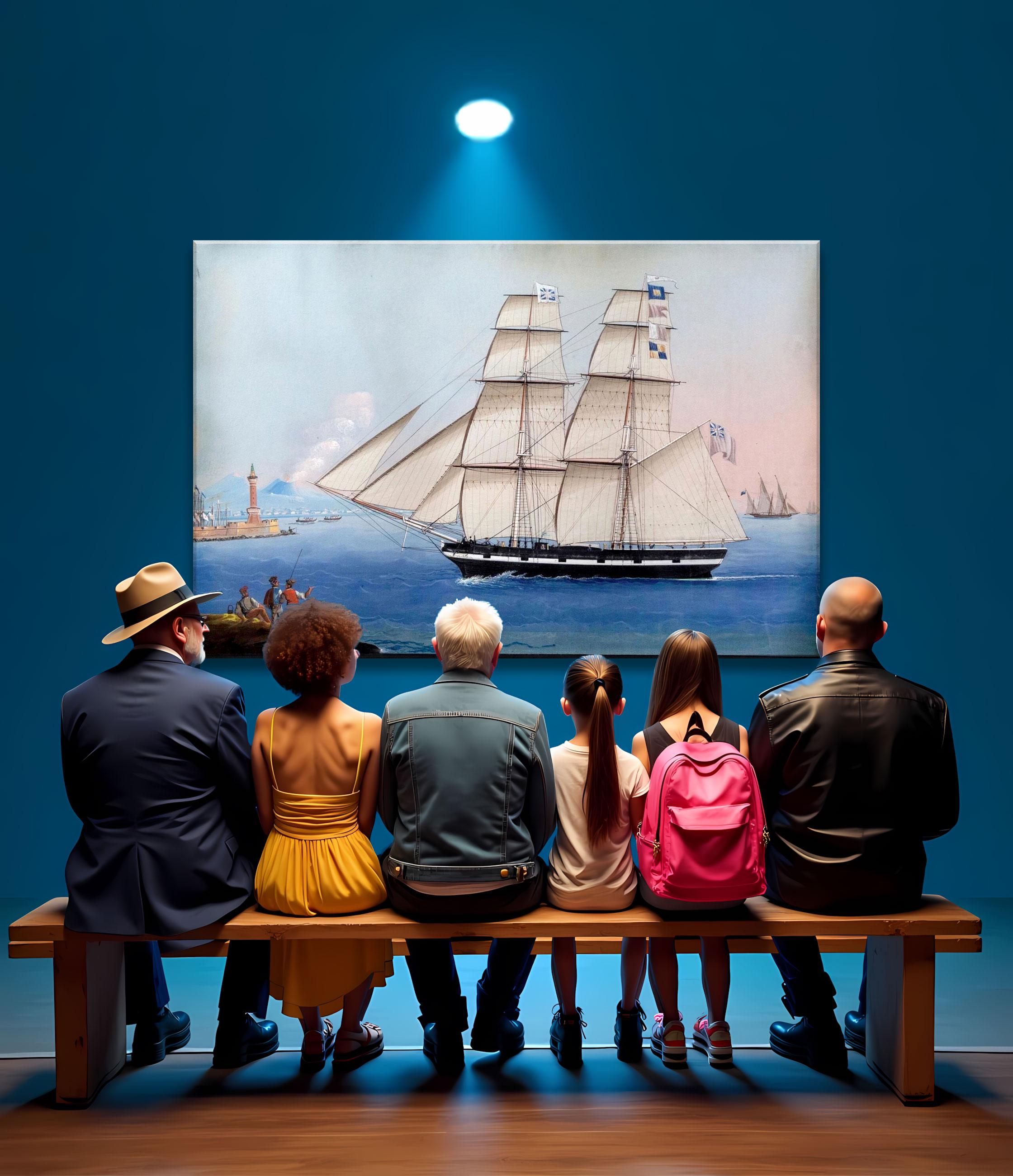 航海アートプリント：ナポリ湾 1838年 海事絵画 - Etsy 日本