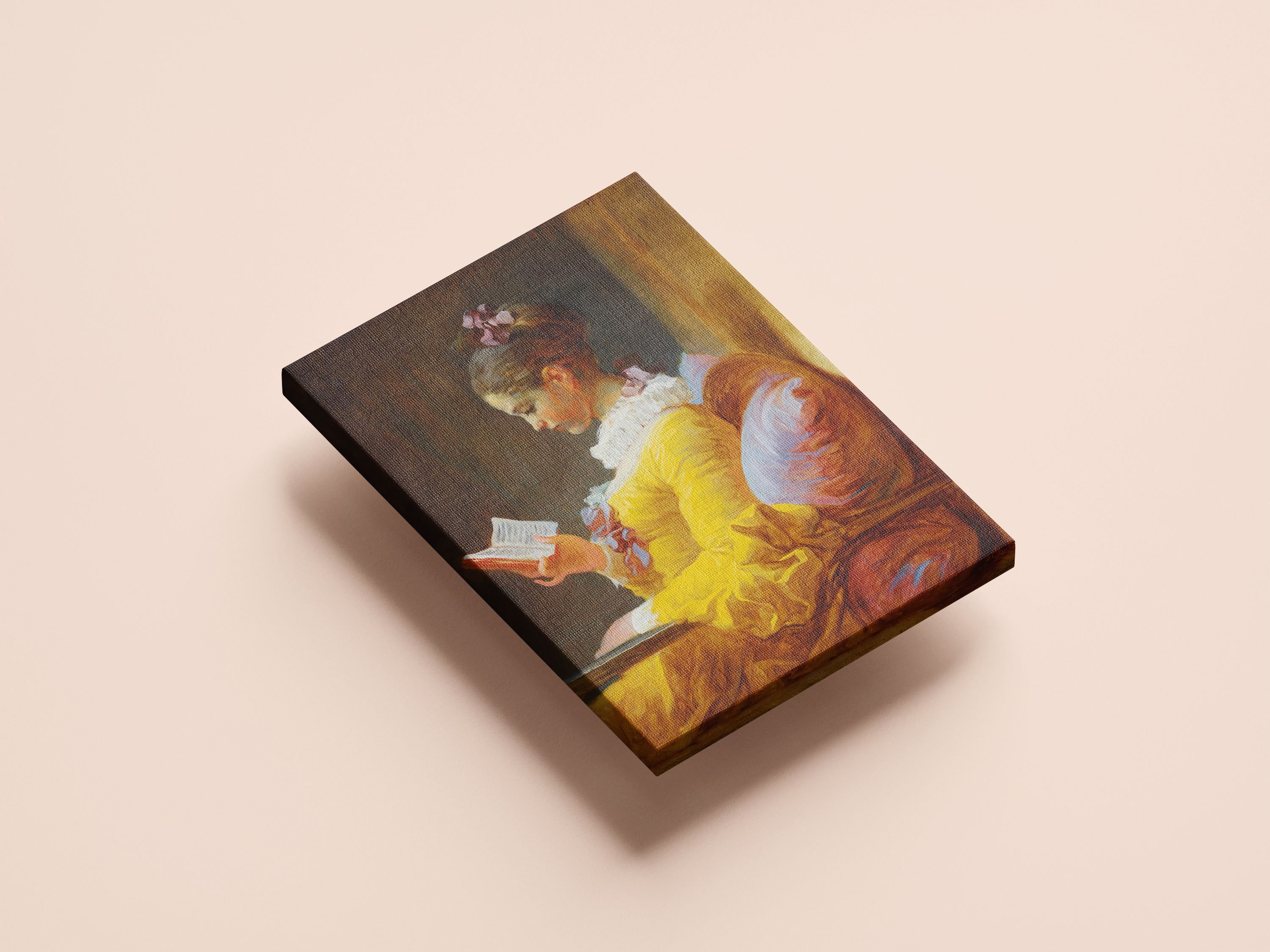 フラゴナール「読書する少女」キャンバスプリント：ジャン・オノレ