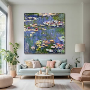 monet purple garden flowers canvas,monet view canvas,water lilies, impressionism,waterlilies,monet poster,wall decor,canvas art,monet canvas