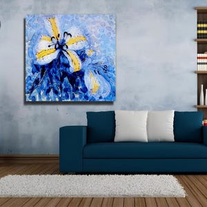 Piet Mondrian - Mondrian Flower in Blue , Mondrian Wall Art, Abstract Print, Mondrian Composition Canvas Art Print, Abstract Wall Art