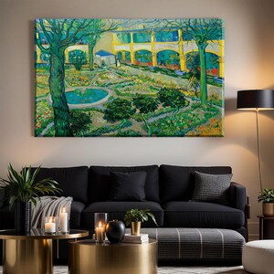 Van Gogh Courtyard Print, Arles Hospital Canvas Art, Van Gogh Wall Poster, Vintage Fine Art Print, Impressionist Canvas Decor