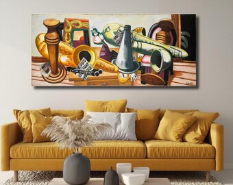 Max Beckmann Still Life Saxophones 1926 Canvas Print, Expressionist Wall Art