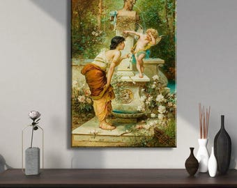 Hans Zatzka Angel Canvas Print: Renaissance Kissing Art, Ready to Hang