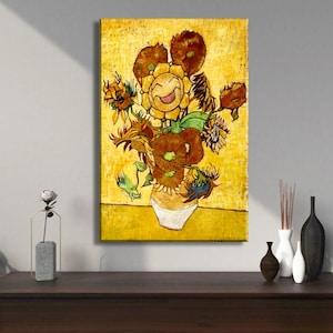 Sunflowers Vincent Van Gogh Poster Canvas Wall Art, Van Gogh Wall Home Decor, Ready To Hang, Van Gogh Canvas ,Van Gogh Exhibition Modern Art
