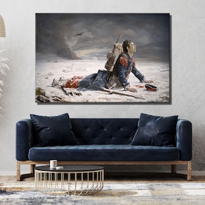 Forgotten Soldier Art Print, Betsellère L&#39;Oublié Canvas, 1872 Historical Painting, War Decor, Emotional Wall Art, Vintage Military Poster