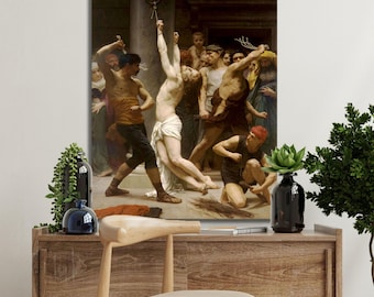 Impresión giclée sobre lienzo "La Flagelación" de Bouguereau, decoración cristiana católica