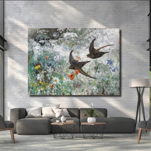 Bruno Liljefors Canvas Art: Common Swifts Print, Premium Reproduction Giclée Fine Art Print,Bruno Andreas Liljefors &quot;Common Swifts&quot; (c.1886)