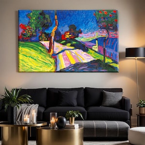 Kohlgruber Street door Wassily Kandinsky Canvas, expressionistische kunst, klaar om op te hangen, Wassily Kandinsky print muurkunst, Kandinsky, abstracte moderne kunst